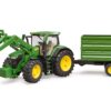 Ciągnik John Deere 7R 350 z ładowaczem czołowym i przyczepą - Bruder 3155