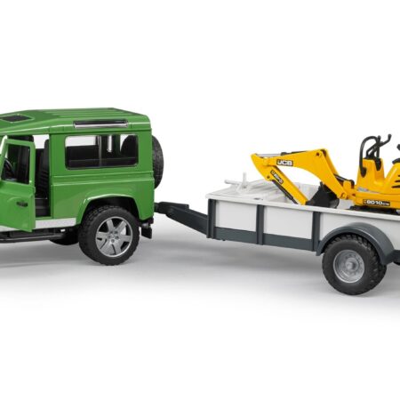 Land Rover Defender z przyczepą + mikrokoparka JCB - Bruder 2593