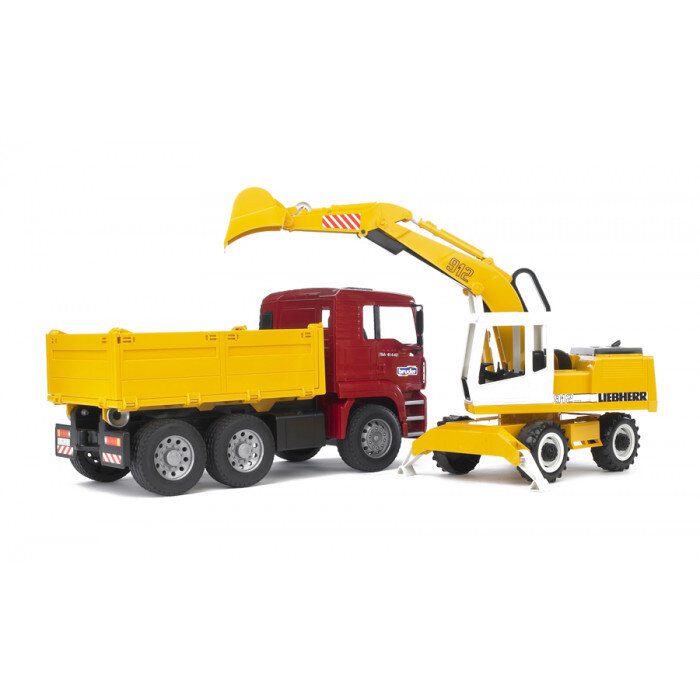 Samochód ciężarowy MAN TGA z koparką Liebherr - Bruder 2751